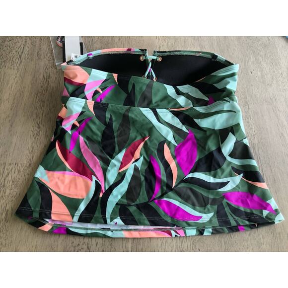 Hula Honey Olive Tropics Print Convertible Tankini - M - Picture 6 of 7